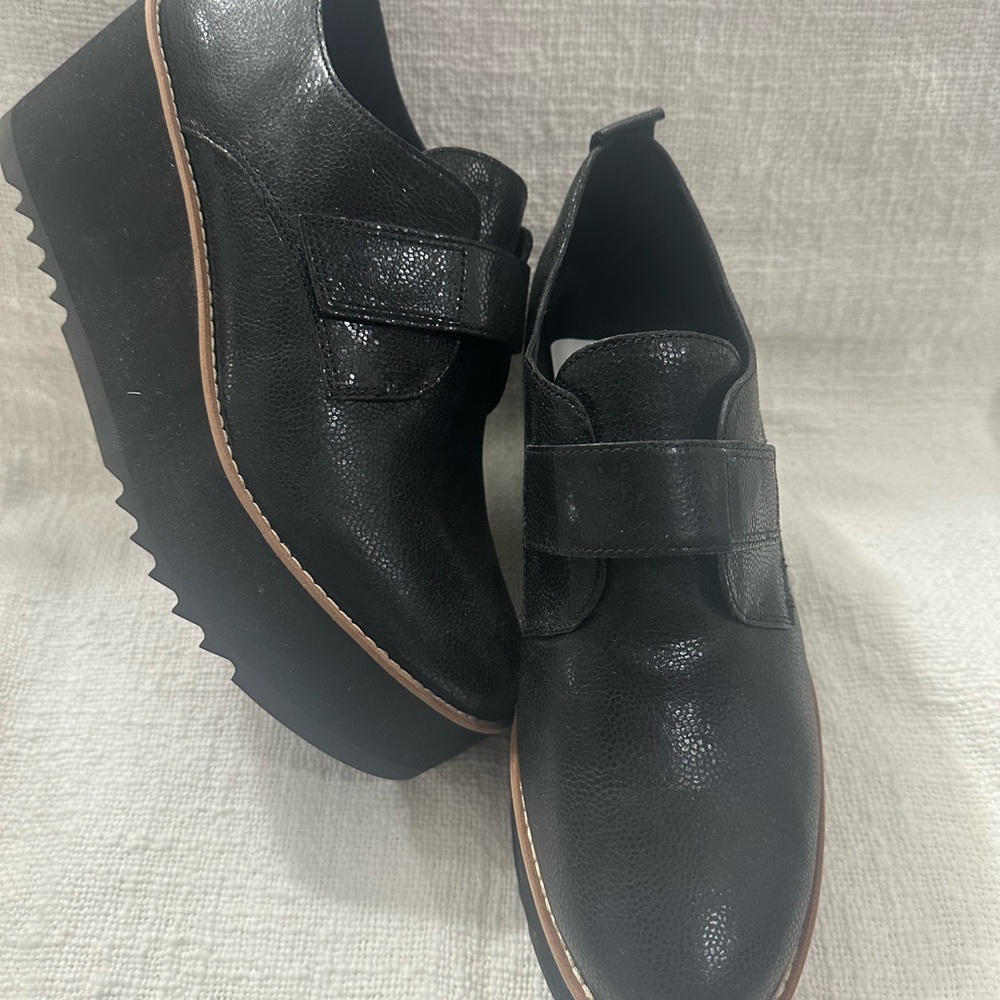Eileen Fisher Black Leather Platform Loafers – Size 10 - Picture 3 of 10